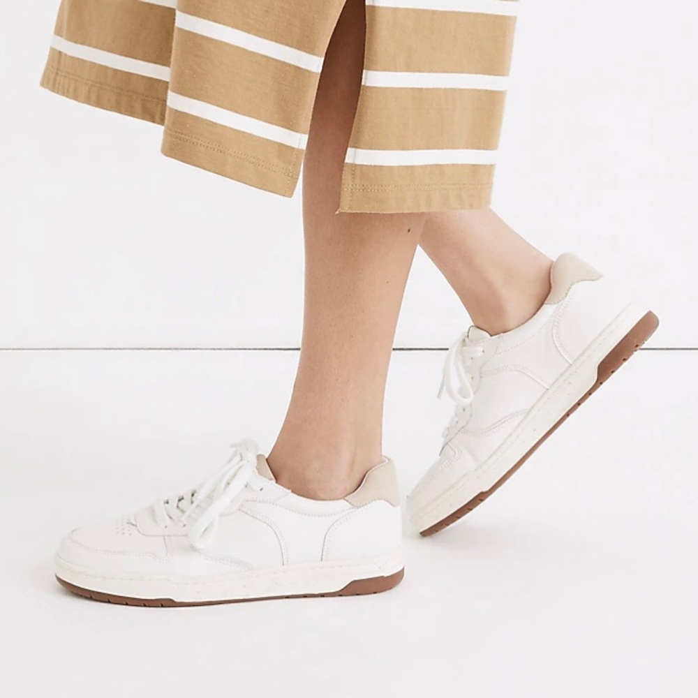 Madewell Court Sneakers in White Leather, Size &